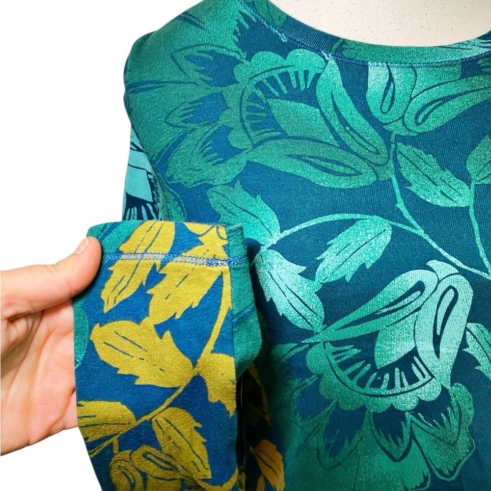Sonoma Green and Yellow Floral Botanical Cotton Long Sleeve Top - Picture 5 of 13